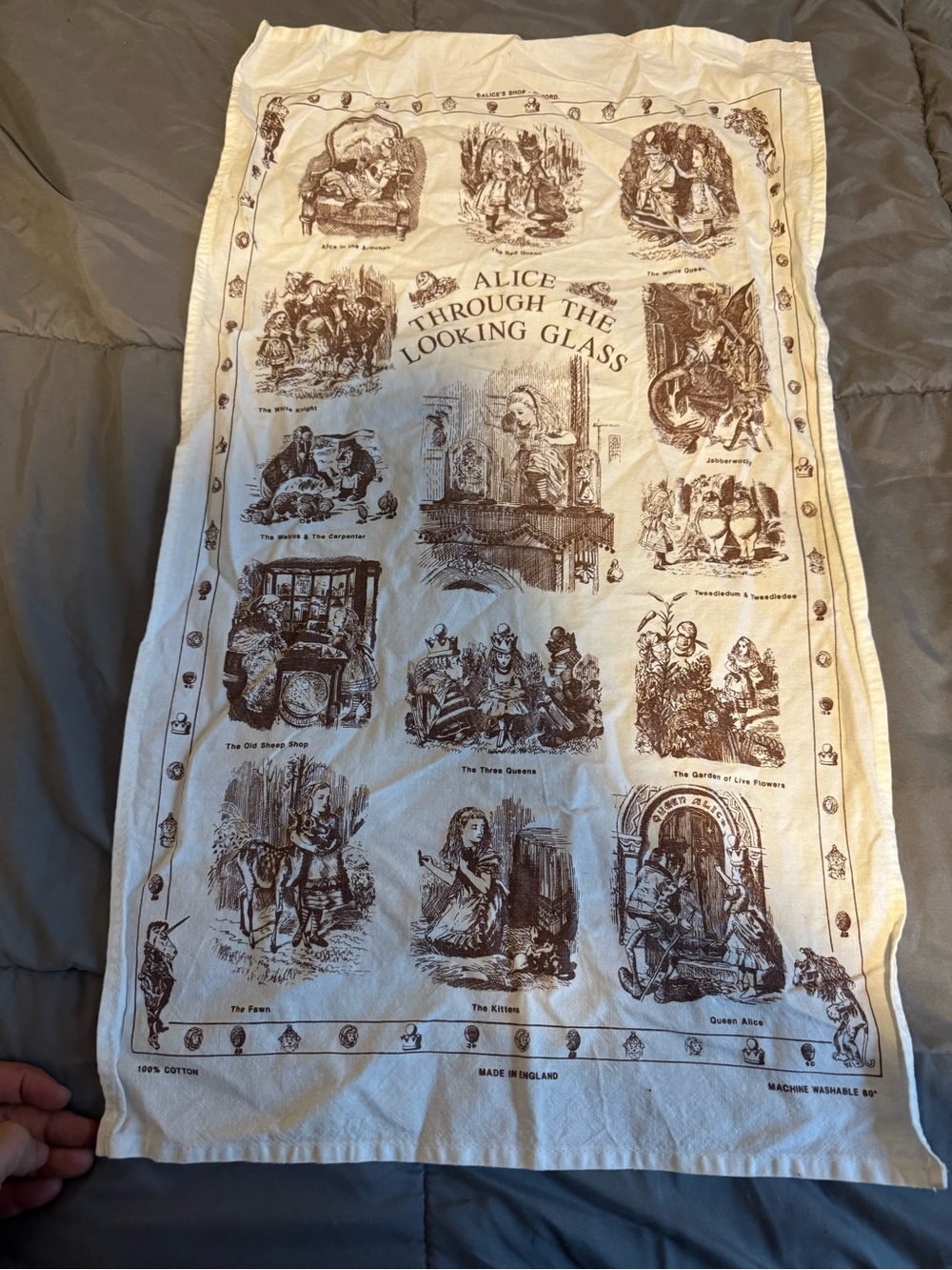 Alice Through the Looking Glass Tea Towel - Vintage Illustration Print